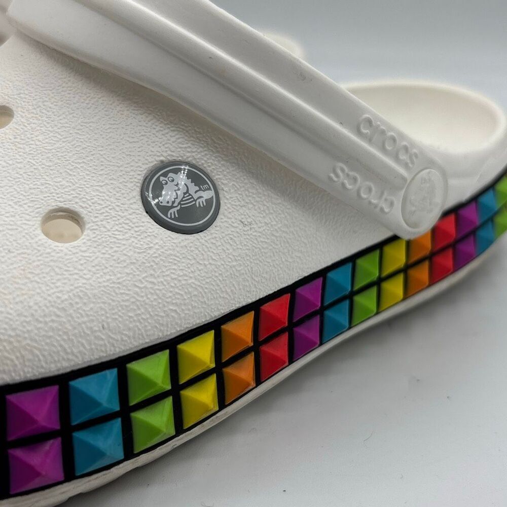 Crocs Crocband 3D Shapes Clog White Rainbow Style 207290 Unisex Men's 7 W 9 - Picture 4 of 9